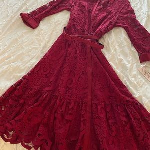 Beautiful cranberry red lace dress by Nanette Lepore! Perfect for Valentine’s.